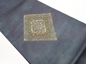  紗 金駒刺繍菱模様開き名古屋帯（額縁仕立て）